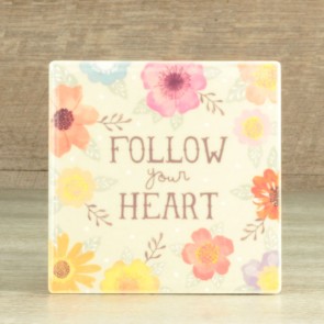 Posavasos con mensaje y flores