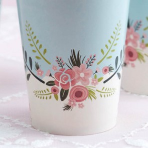 Vasos de papel con flores (8 uds.)