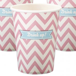 Vasos desechables rosa palo chevron (8 uds.)