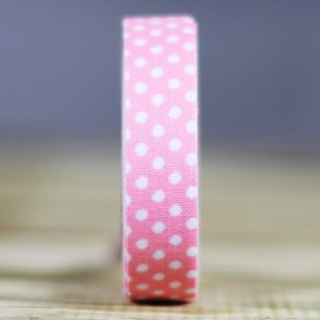 Fabric tape de tela rosa topos blancos